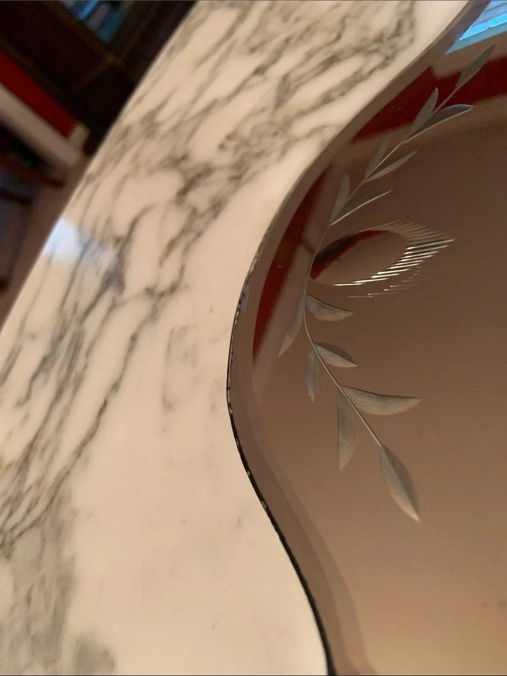 Vintage Etched Dresser Mirror Vanity Tray